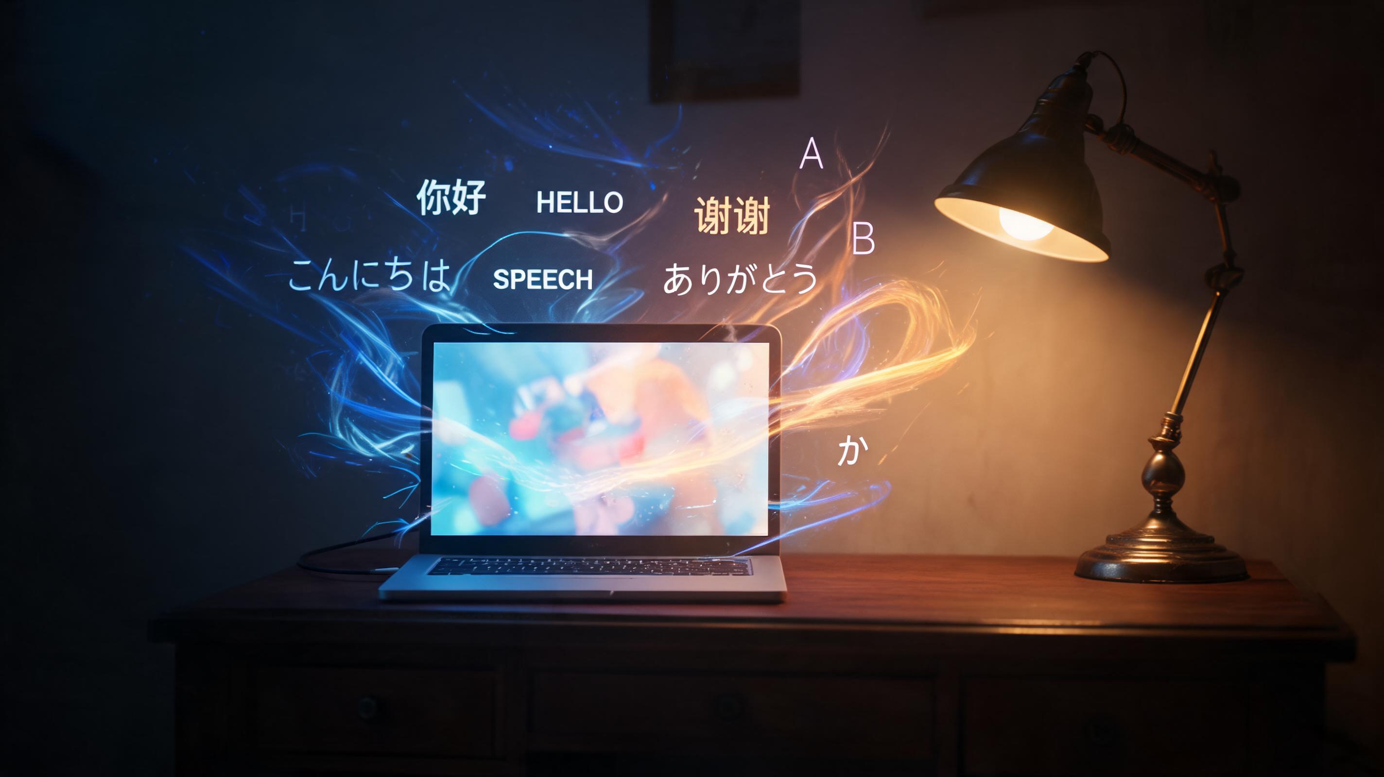 笔记本屏幕中溢出多语言文字与流光